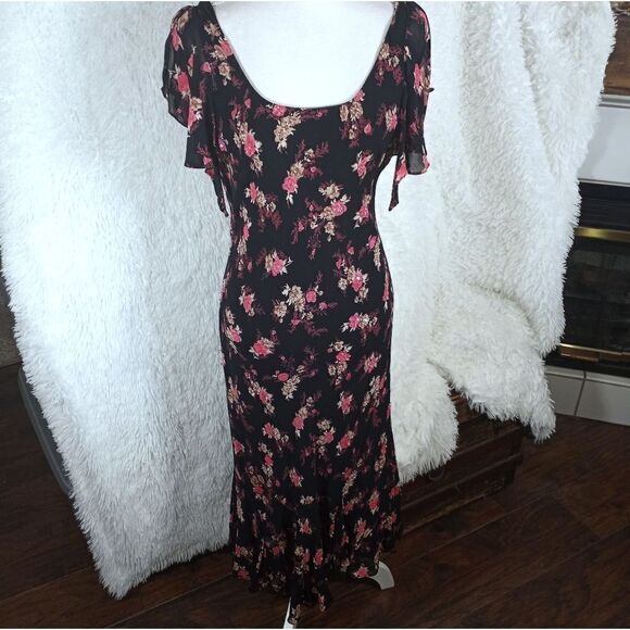 BLACK & PINK FLORAL SEQUIN DRESS SZ.S EUC - Picture 2 of 6